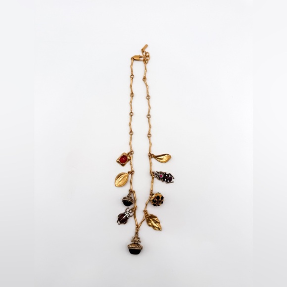 ✨ZARA✨ Gold-Tone Charm Necklace with Enamel Bugs and Leaves - Picture 2 of 8